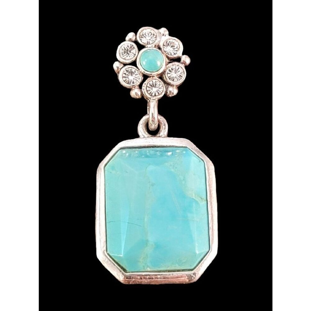 Barse Blue Turquoise & Faceted Quartz Dangle Pendant NEW